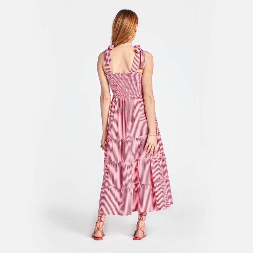 Maxwell and Geraldine BROOKE Striped Red Maxi Dress Small - Picture 2 of 9